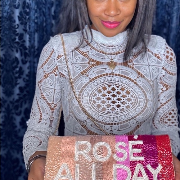 Multicolor “Rose’ All Day” Beaded Clutch‎ Bag